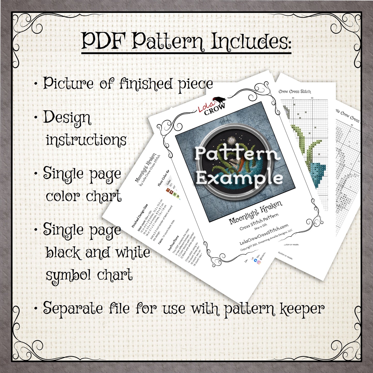 Crows in Love - Digital PDF Cross Stitch Pattern