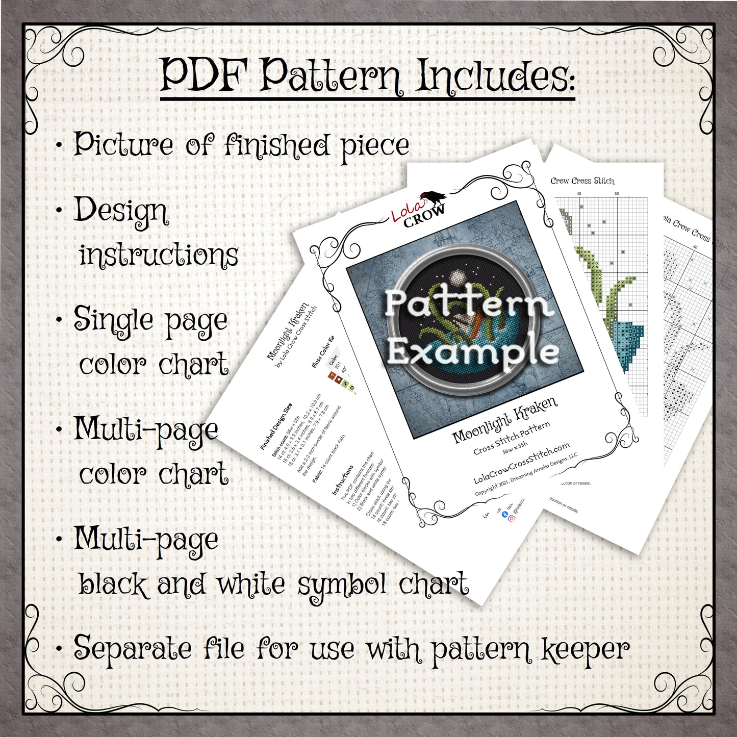 Moonlight Mushrooms - Digital PDF Cross Stitch Pattern