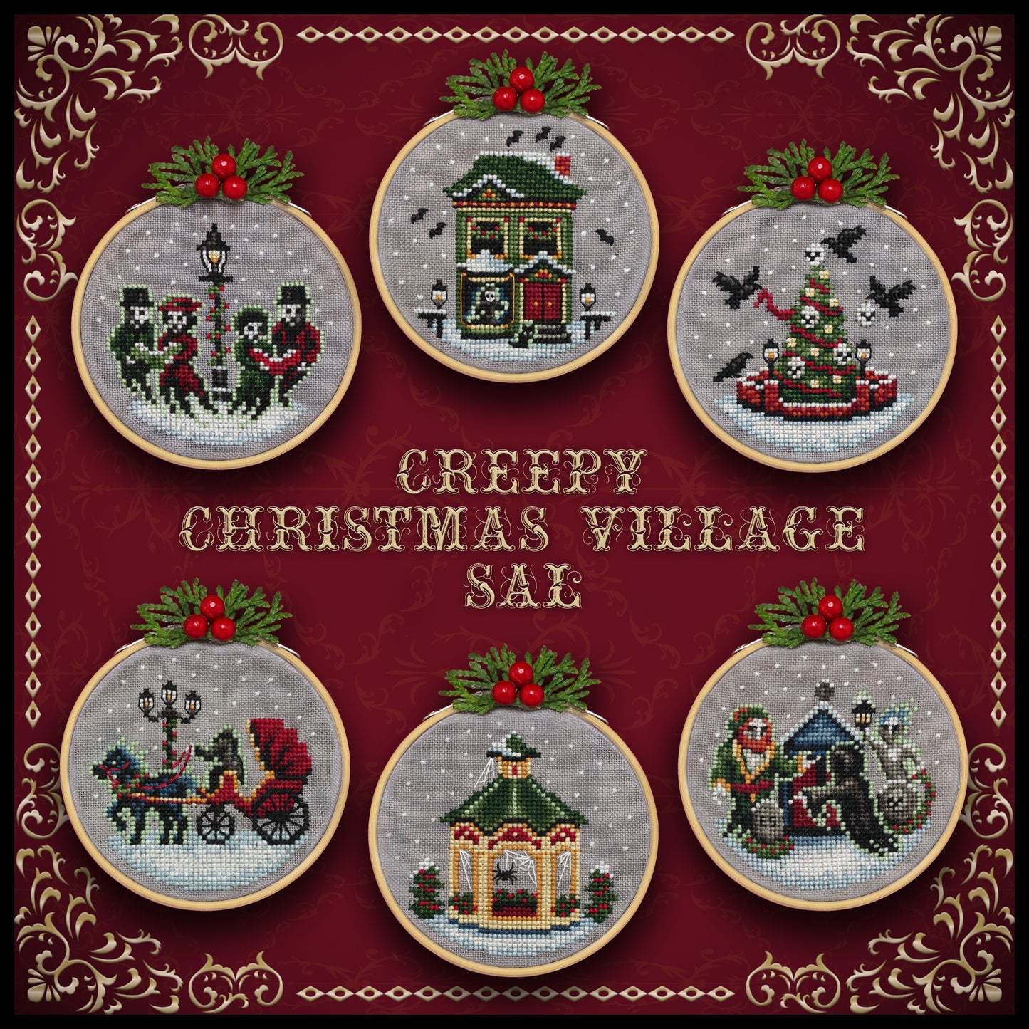Creepy Christmas Village Ornament Stitch Along - Digital PDF Cross Stitch Pattern