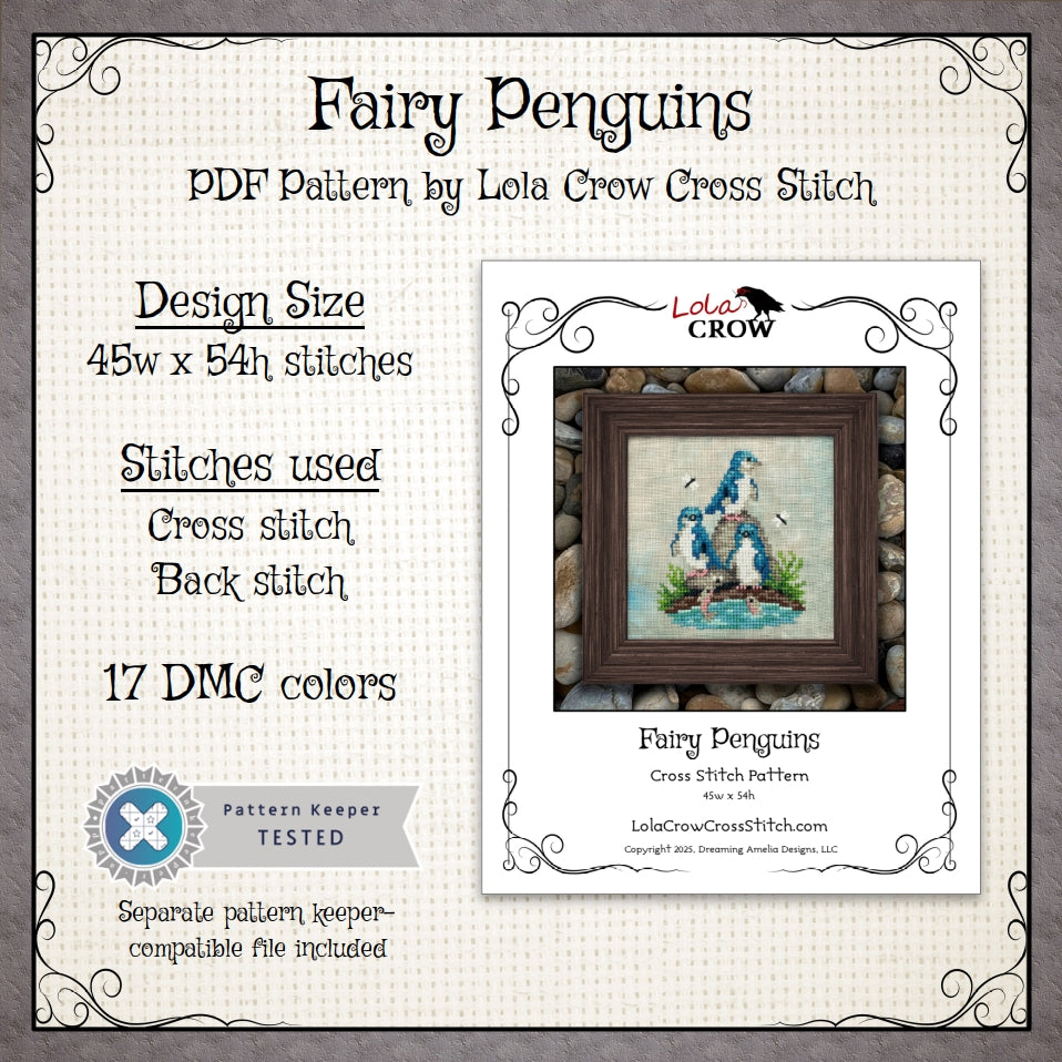 Fairy Penguins - Digital PDF Cross Stitch Pattern