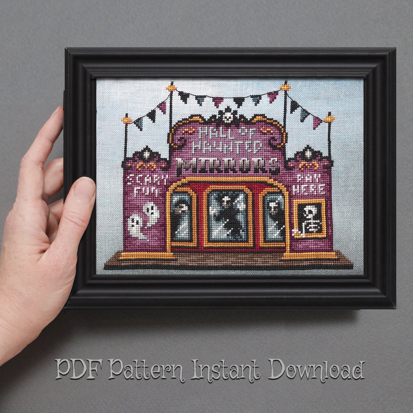 Hall of Haunted Mirrors - Digital PDF Cross Stitch Pattern