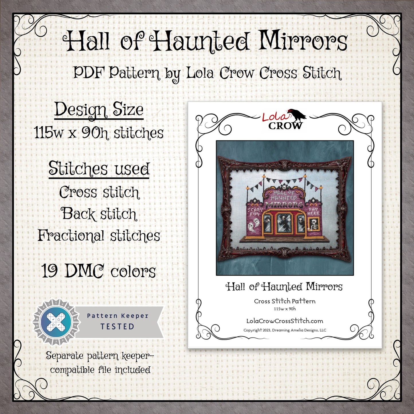 Hall of Haunted Mirrors - Digital PDF Cross Stitch Pattern