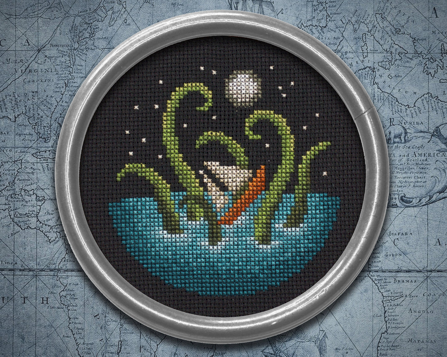 Moonlight Kraken - Digital PDF Cross Stitch Pattern