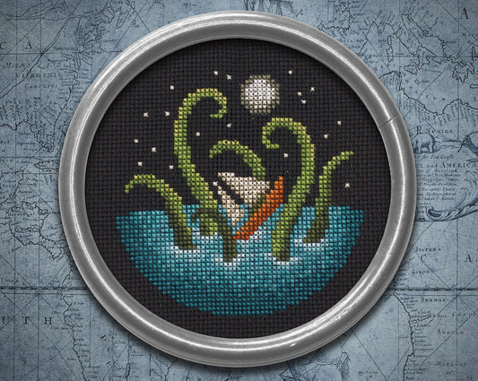 Moonlight Kraken - Digital PDF Cross Stitch Pattern