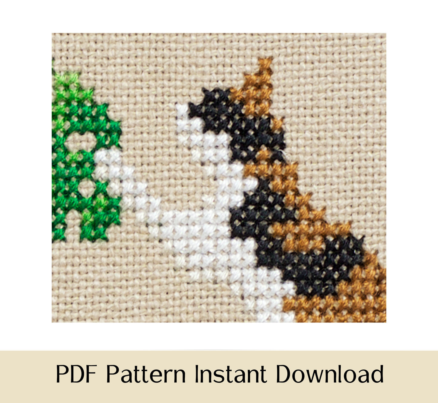 Cat and Monstera Plant - Digital PDF Cross Stitch Pattern