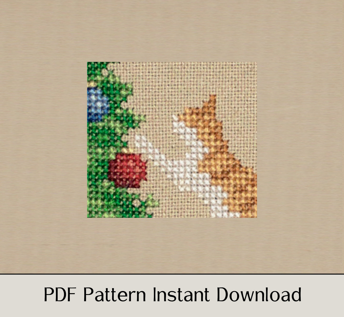 Cat and Christmas Tree - Digital PDF Cross Stitch Pattern