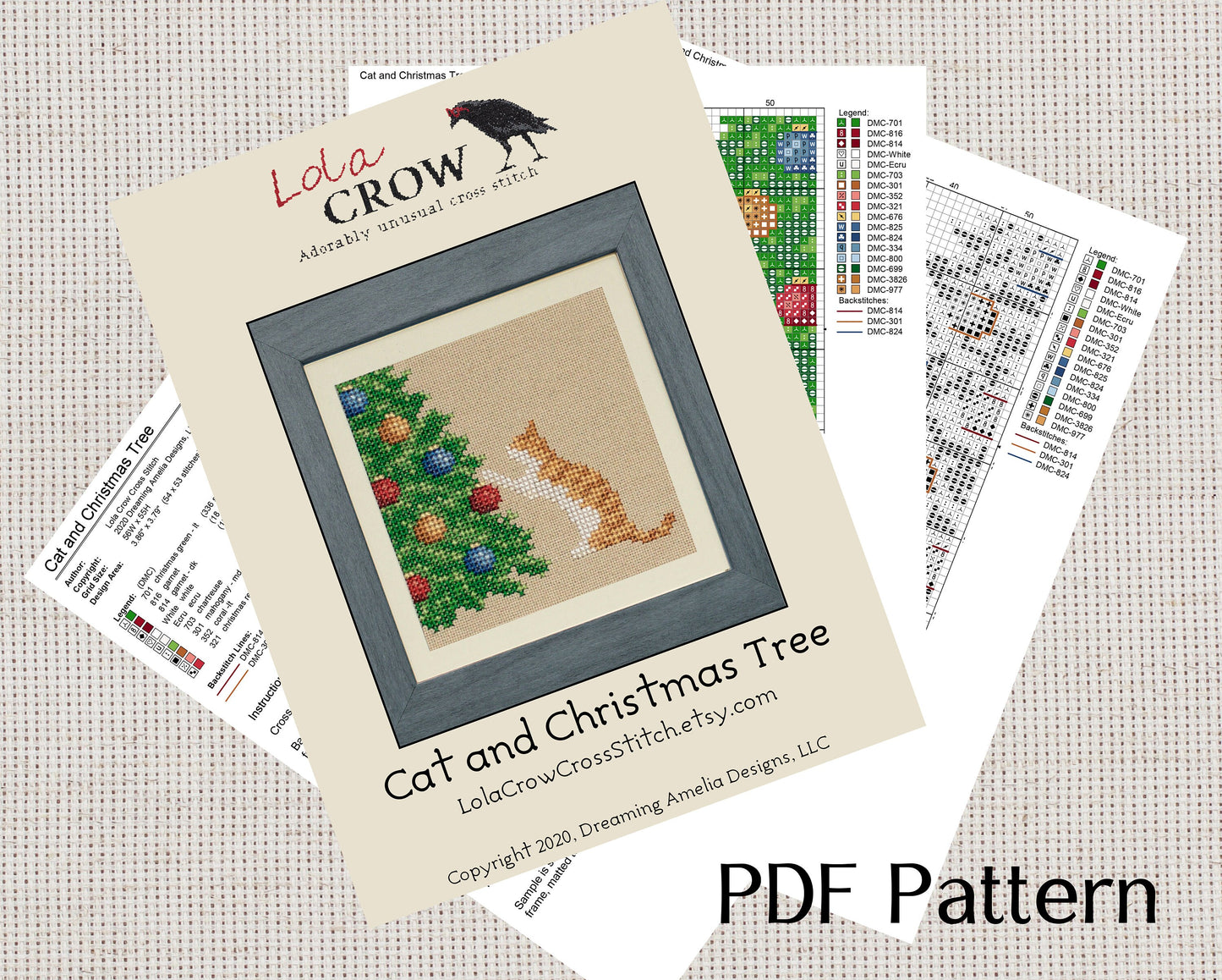 Cat and Christmas Tree - Digital PDF Cross Stitch Pattern