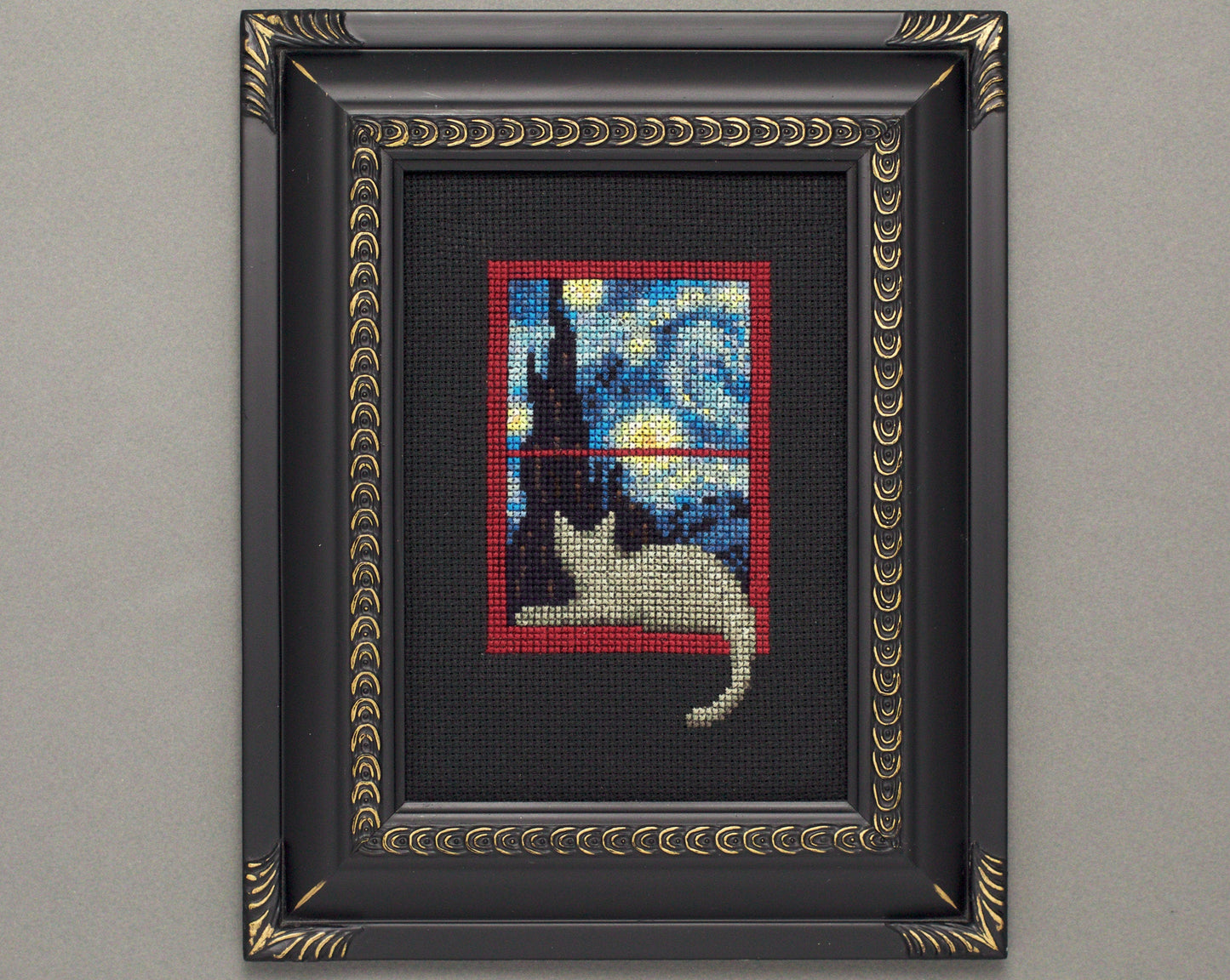 Starry Cat Night - Digital PDF Cross Stitch Pattern