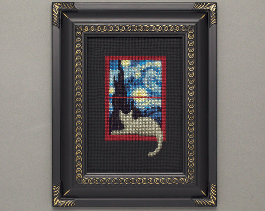 Starry Cat Night - Digital PDF Cross Stitch Pattern
