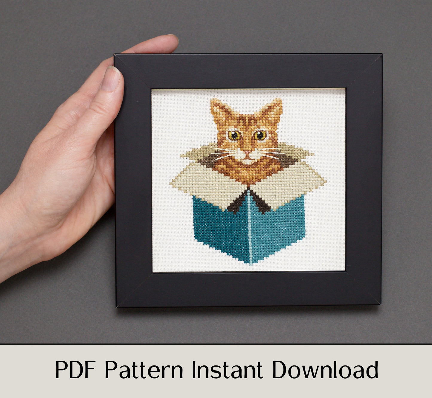 Just a Cat in a Box: Orange Tabby - Digital PDF Cross Stitch Pattern