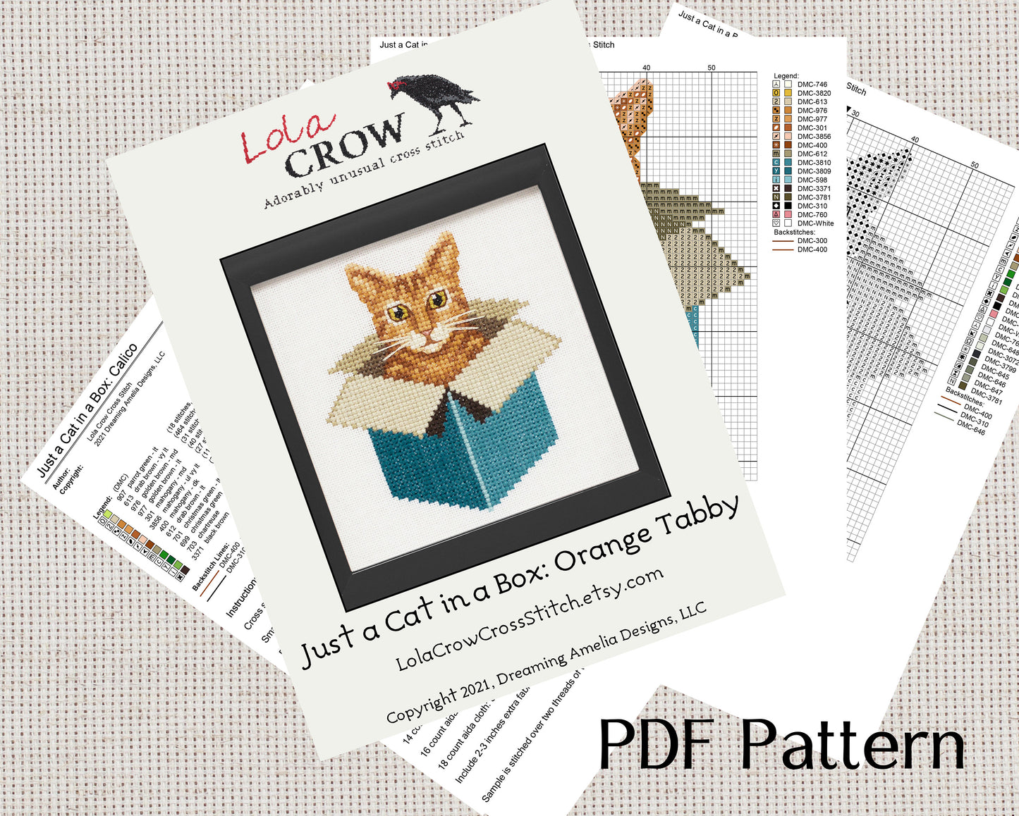 Just a Cat in a Box: Orange Tabby - Digital PDF Cross Stitch Pattern