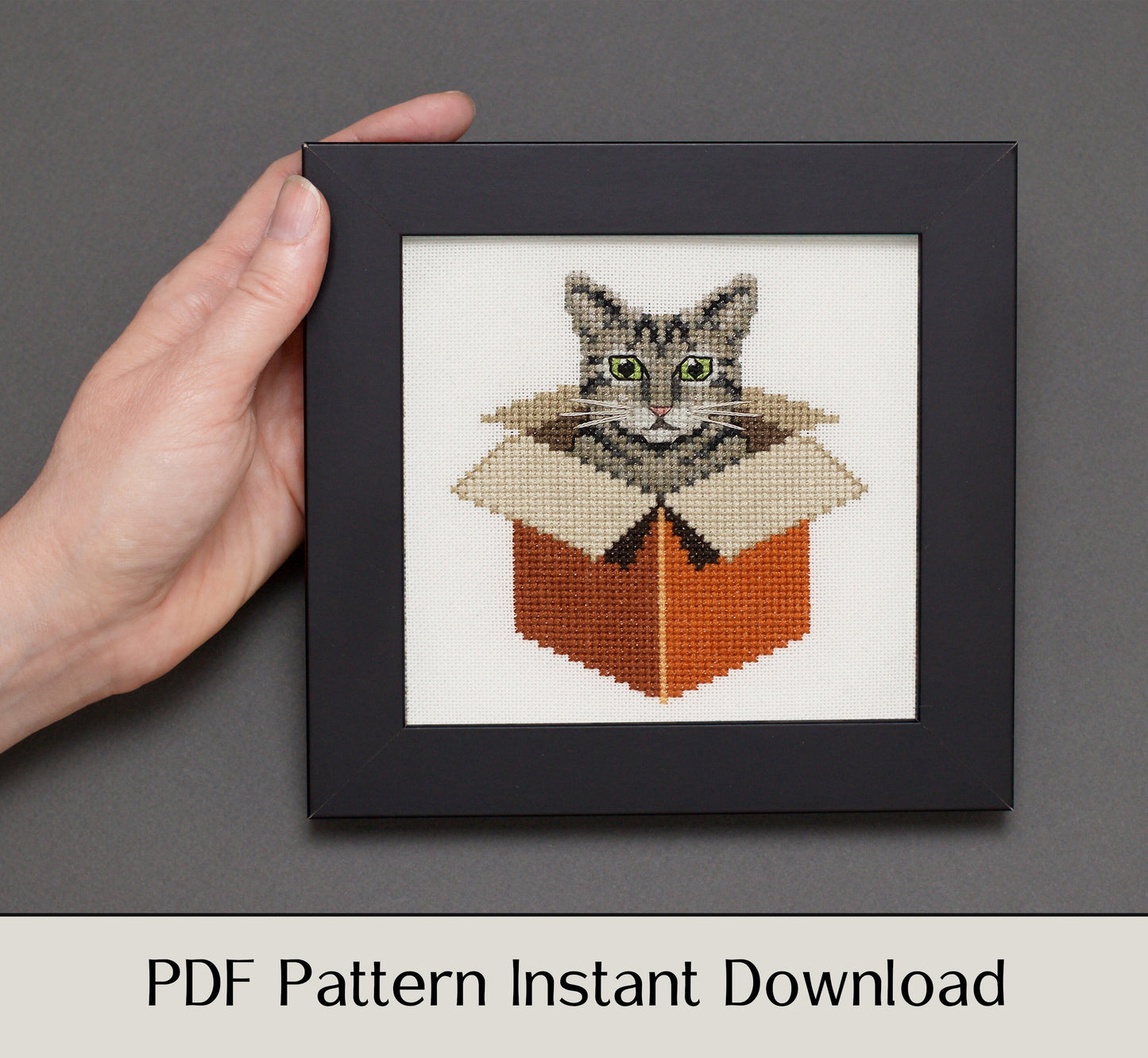 Just a Cat in a Box: Tabby - Digital PDF Cross Stitch Pattern