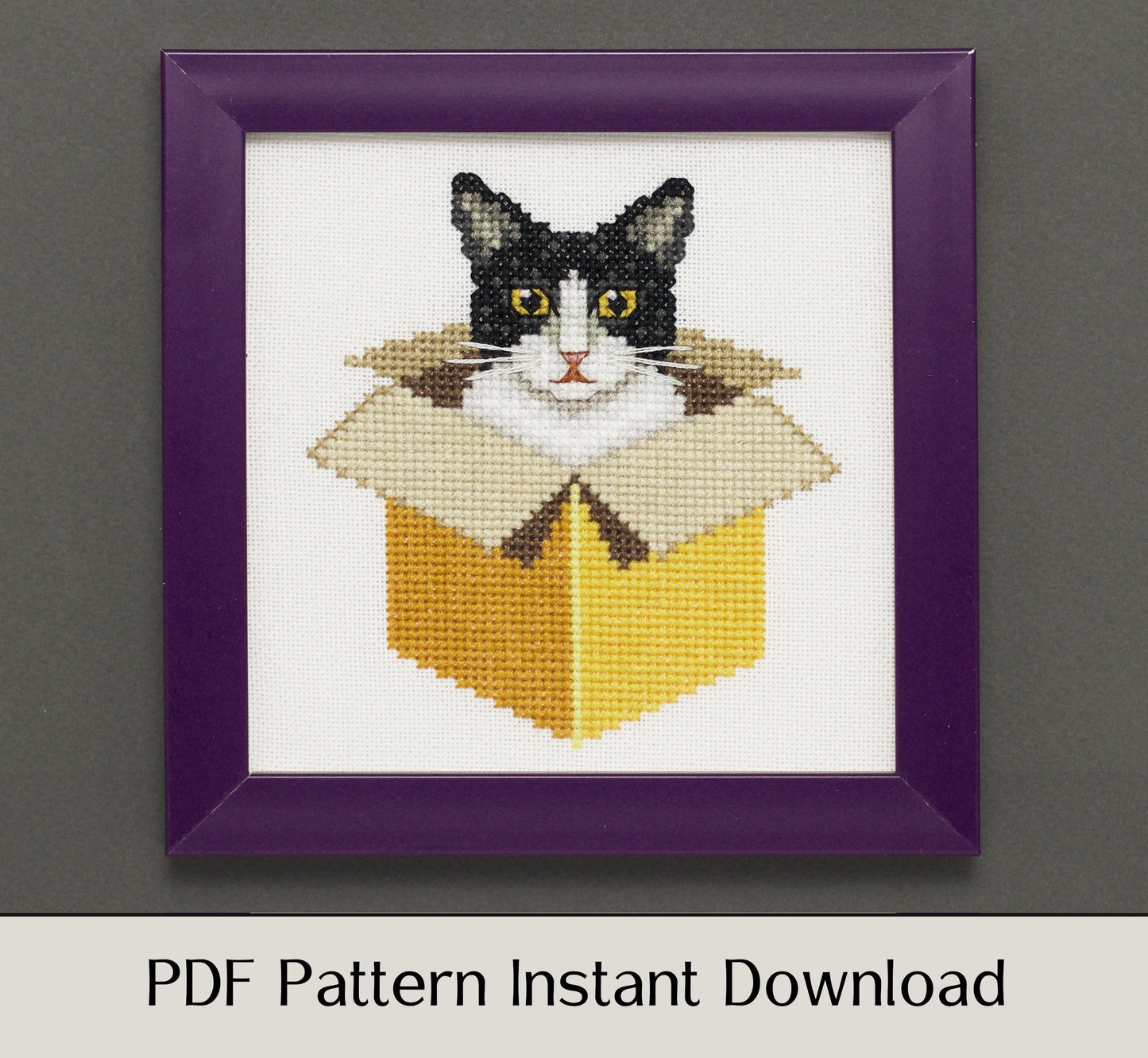 Just a Cat in a Box, 6 Cat Collection - Digital PDF Cross Stitch Pattern