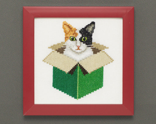 Just a Cat in a Box: Calico - Digital PDF Cross Stitch Pattern
