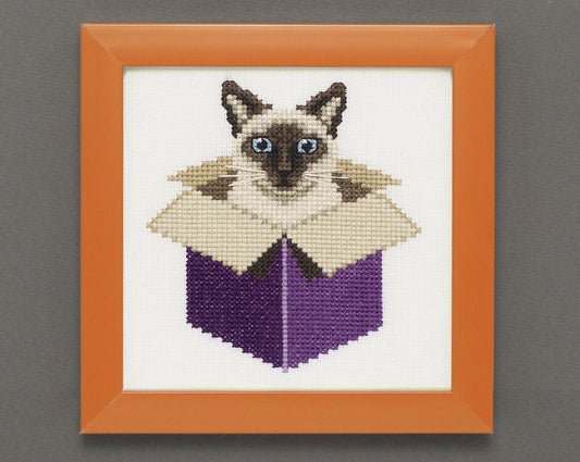 Just a Cat in a Box: Siamese - Digital PDF Cross Stitch Pattern