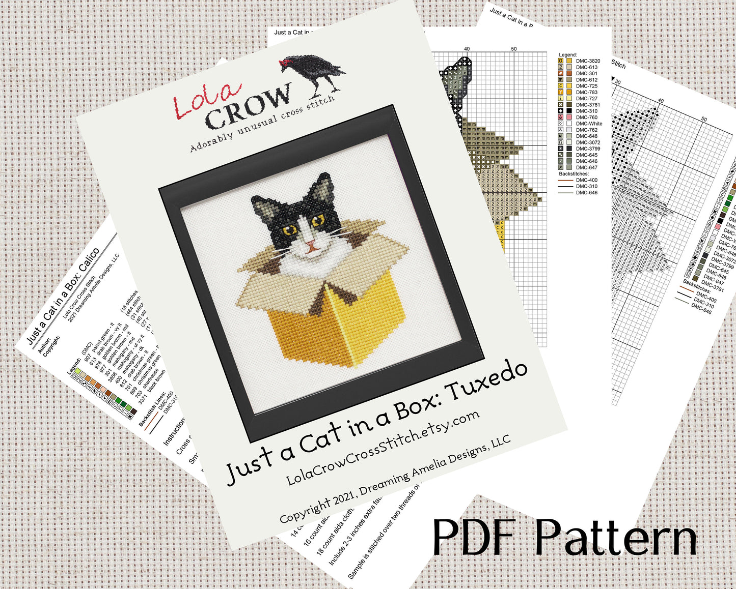 Just a Cat in a Box: Tuxedo - Digital PDF Cross Stitch Pattern