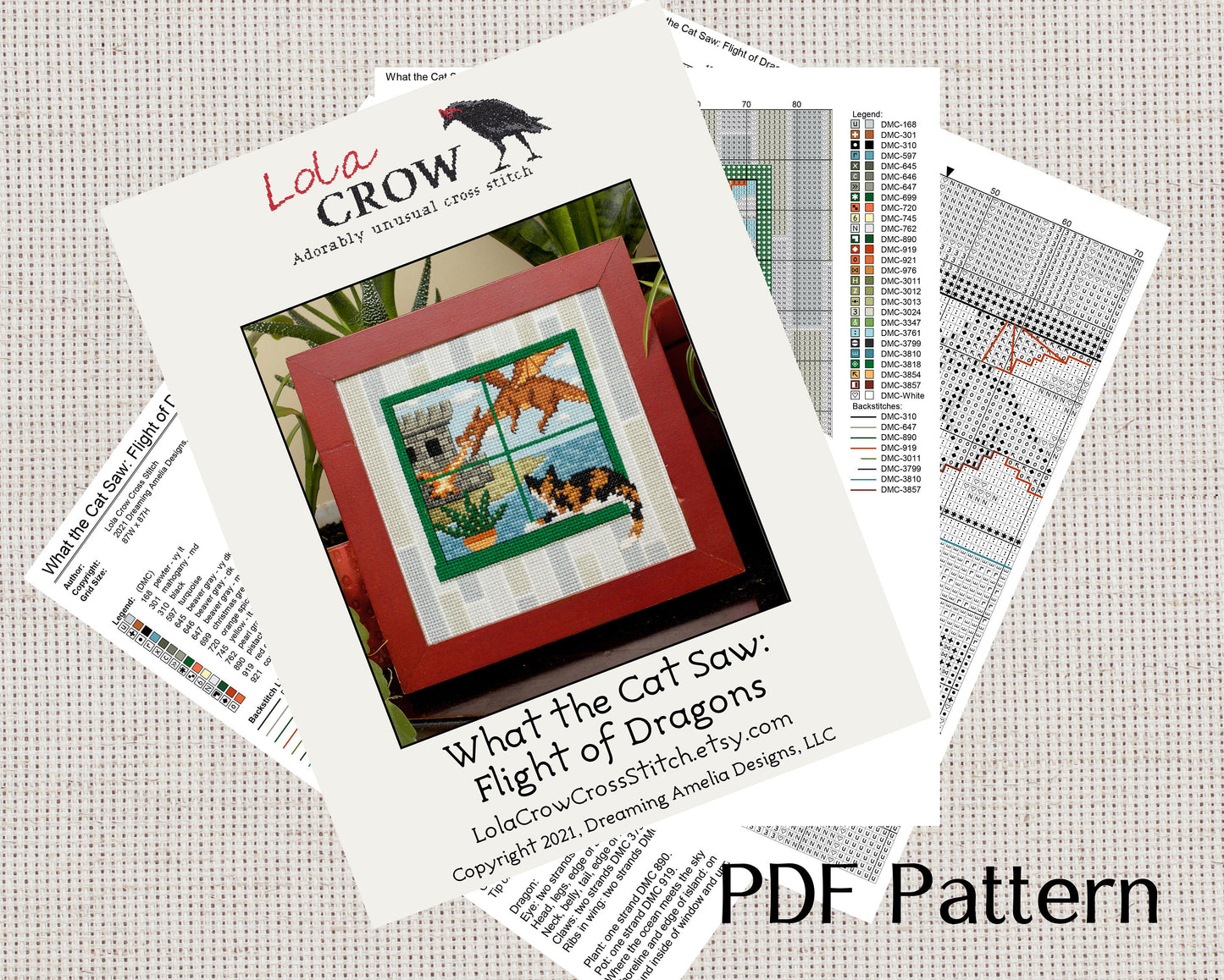 What the Cat Saw: Flight of Dragons - Digital PDF Cross Stitch Pattern