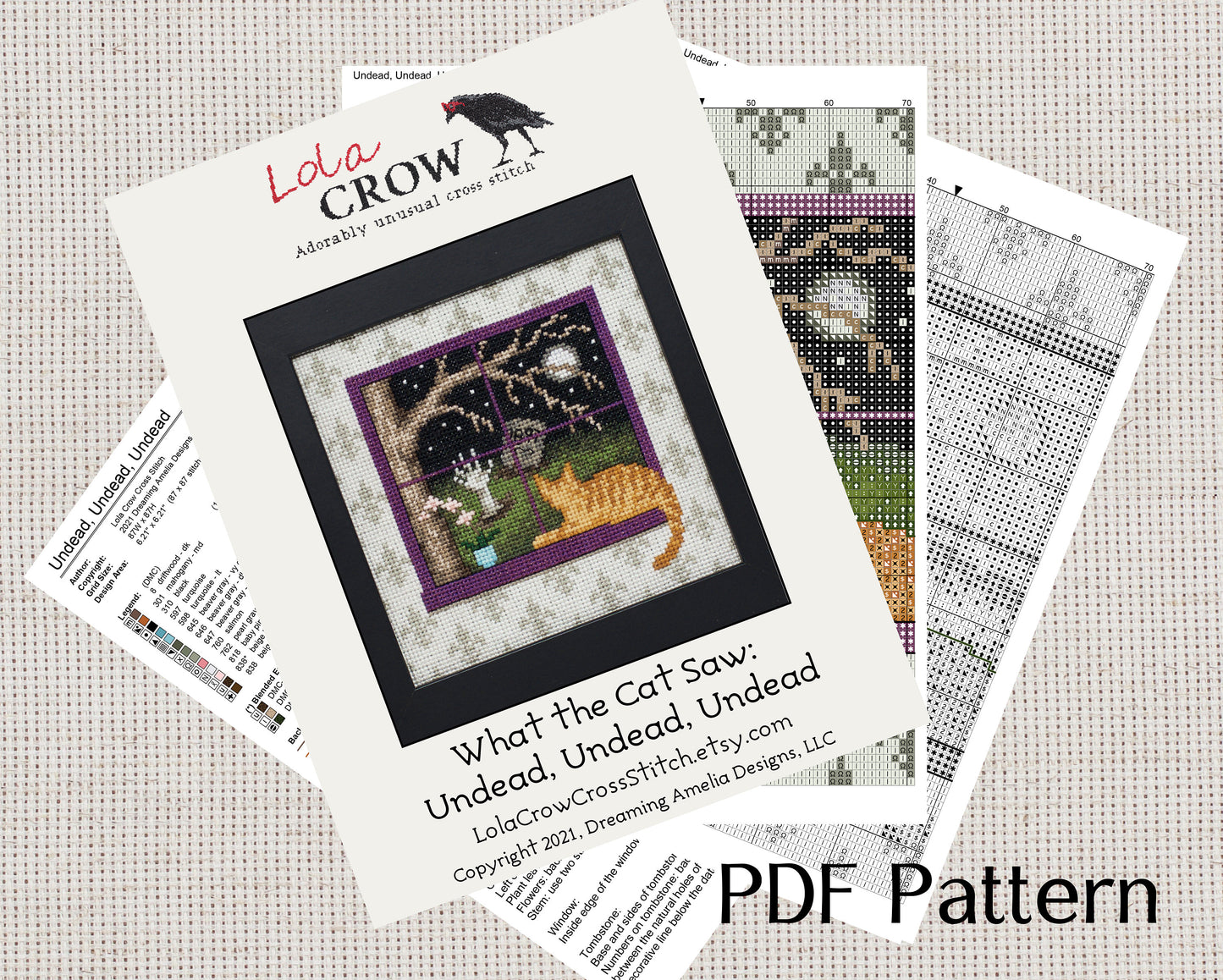 What the Cat Saw: Undead, Undead, Undead - Digital PDF Cross Stitch Pattern