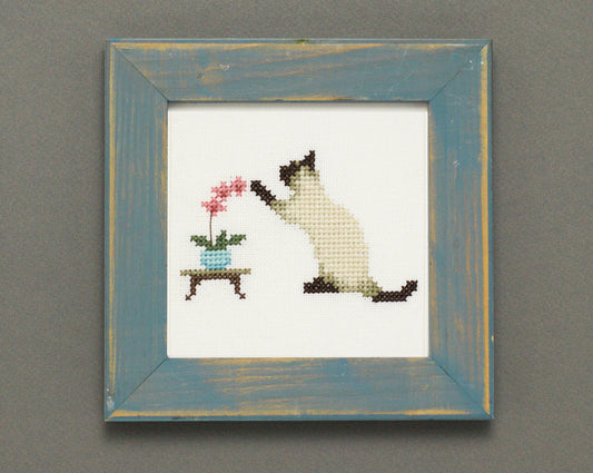 Cat and Orchid - Digital PDF Cross Stitch Pattern