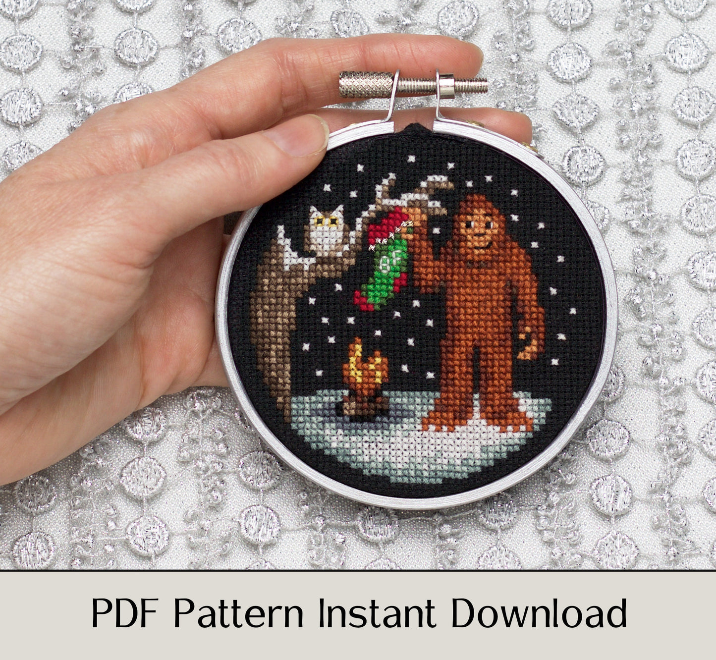 Bigfoot, Big Stocking - Digital PDF Cross Stitch Pattern