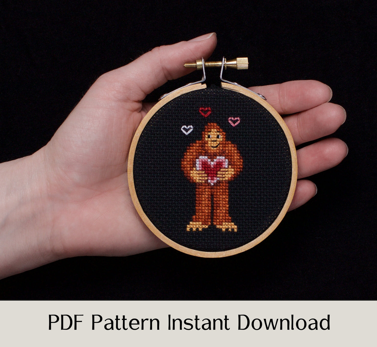 Bigfoot Valentine - Digital PDF Cross Stitch Pattern