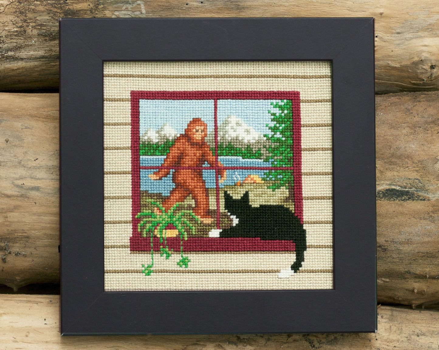 What the Cat Saw: Bigfoot! - Digital PDF Cross Stitch Pattern