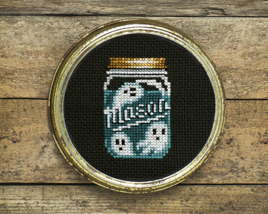Mason Jar Ghosts - Digital PDF Cross Stitch Pattern