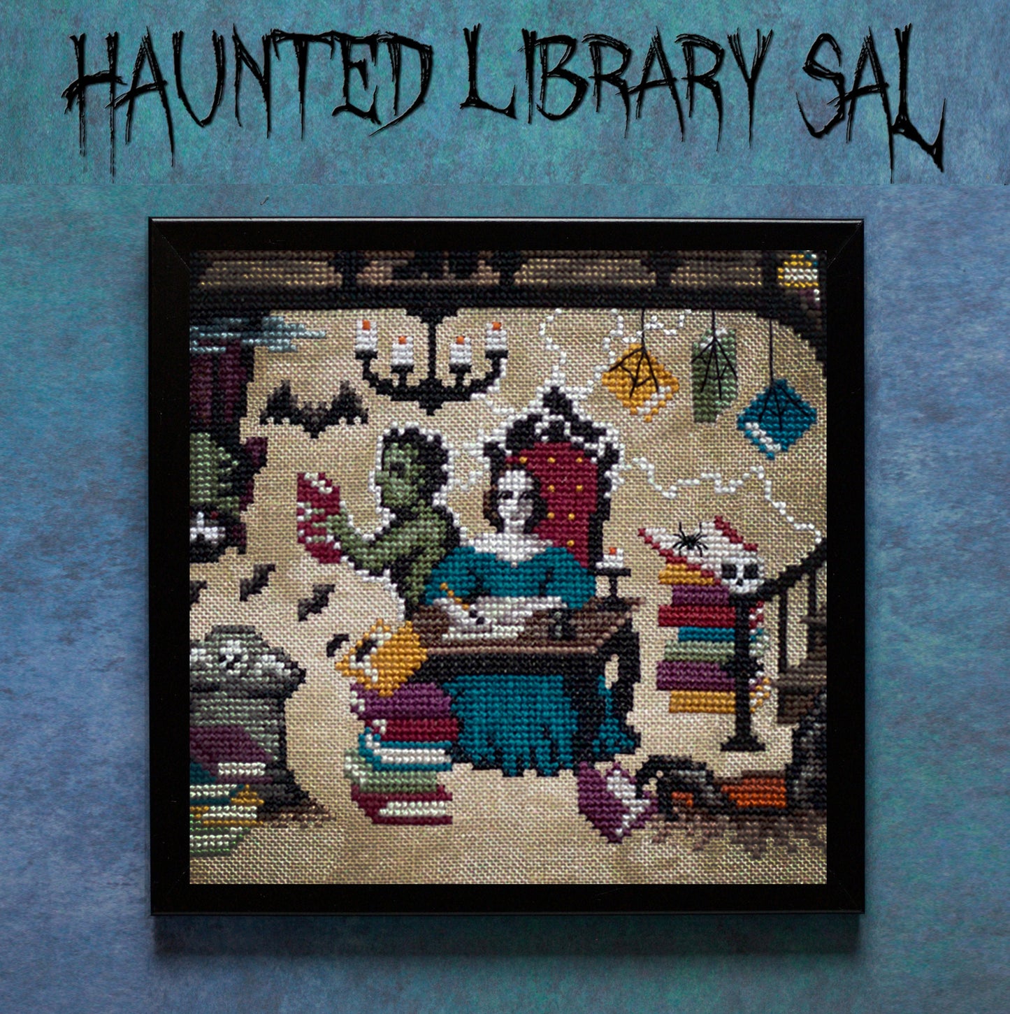 The Haunted Library - Digital PDF Cross Stitch Pattern
