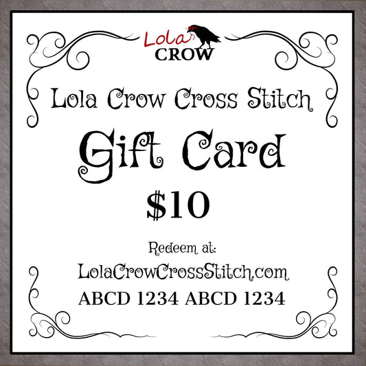 Lola Crow Cross Stitch Digital Gift Card