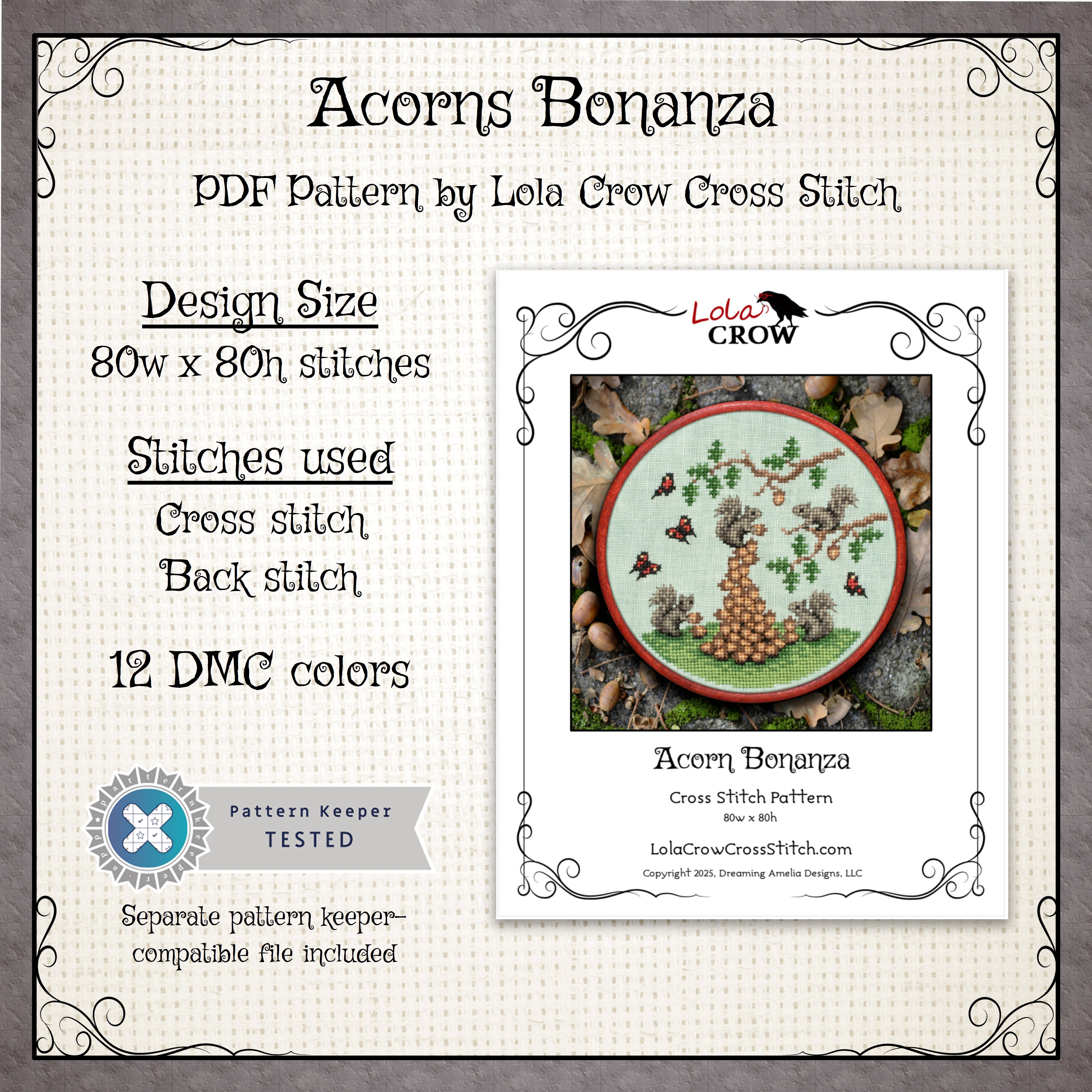 Acorn Bonanza – Lola Crow Cross Stitch