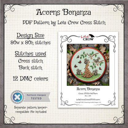 Acorn Bonanza - Digital PDF Cross Stitch Pattern
