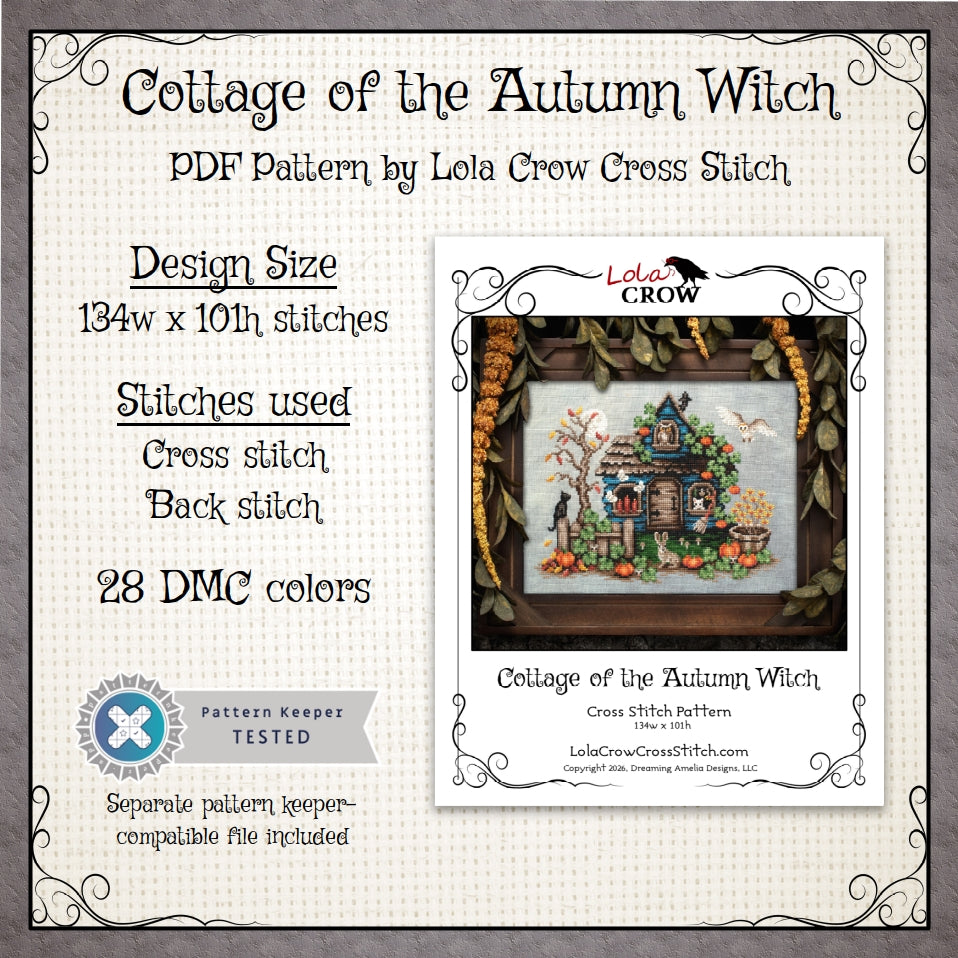 Cottage of the Autumn Witch - Digital PDF Cross Stitch Pattern