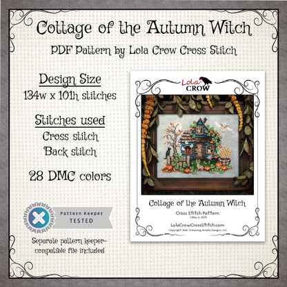 Cottage of the Autumn Witch - Digital PDF Cross Stitch Pattern
