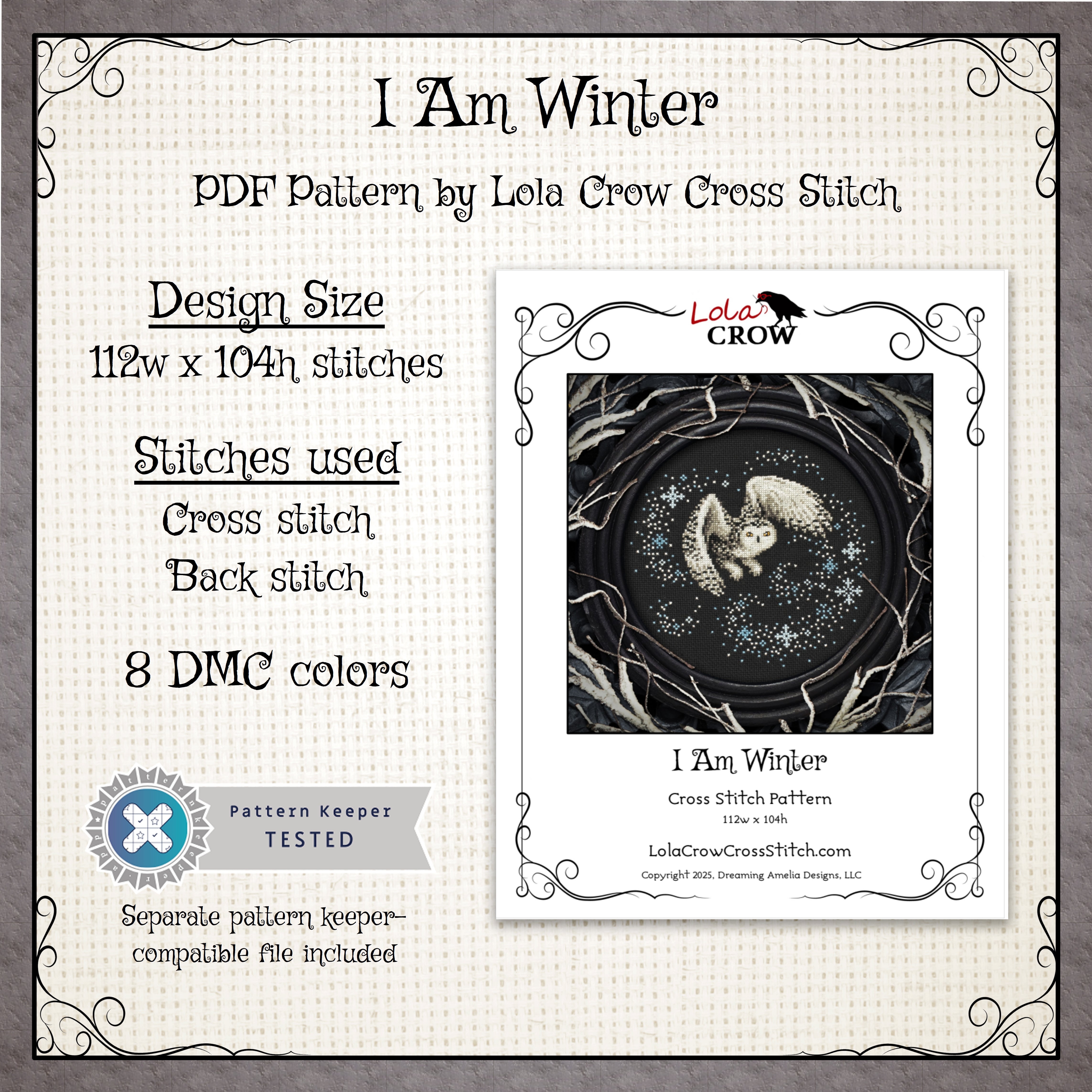 I Am Winter - Digital PDF Cross Stitch Pattern – Lola Crow Cross