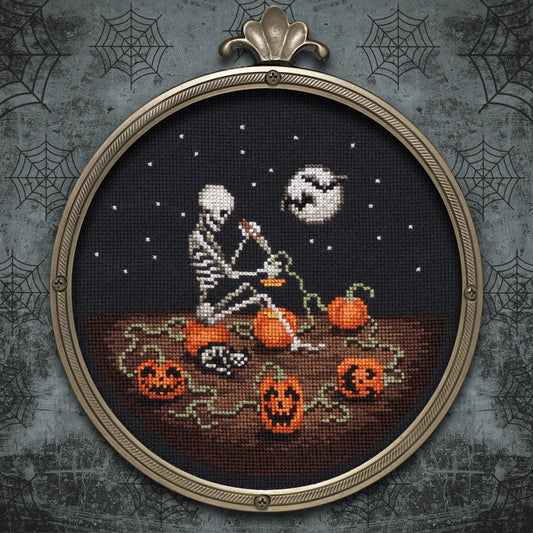 Moonlight Pumpkin Carving - Digital PDF Cross Stitch Pattern