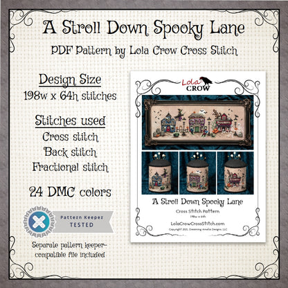 A Stroll Down Spooky Lane - Digital PDF Cross Stitch Pattern