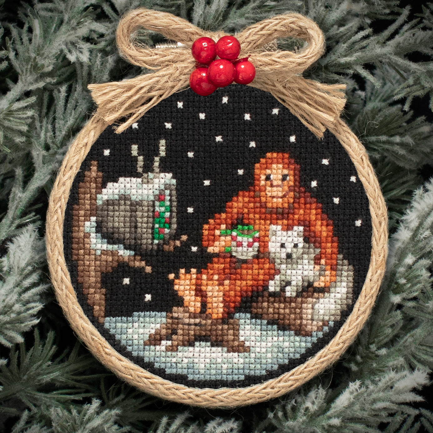 A Very Bigfoot Christmas Ornament Set - Digital PDF Cross Stitch Pattern