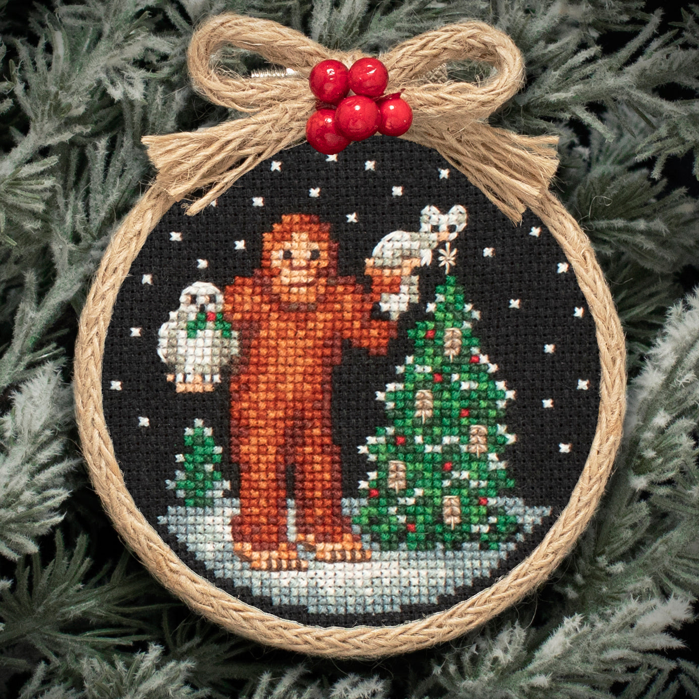 A Very Bigfoot Christmas Ornament Set - Digital PDF Cross Stitch Pattern