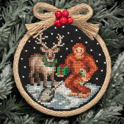 A Very Bigfoot Christmas Ornament Set - Digital PDF Cross Stitch Pattern
