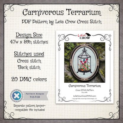 Carnivorous Terrarium - Digital PDF Cross Stitch Pattern