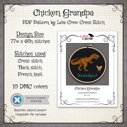 Chicken Grandpa - Digital PDF Cross Stitch Pattern