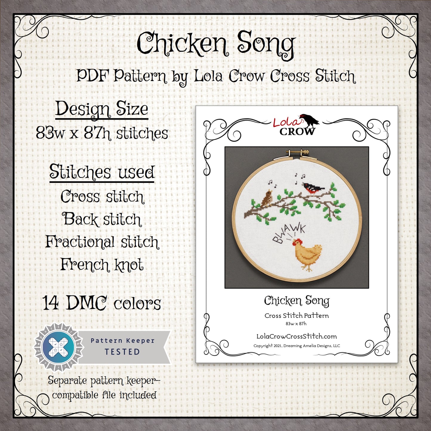 Chicken Song - Digital PDF Cross Stitch Pattern