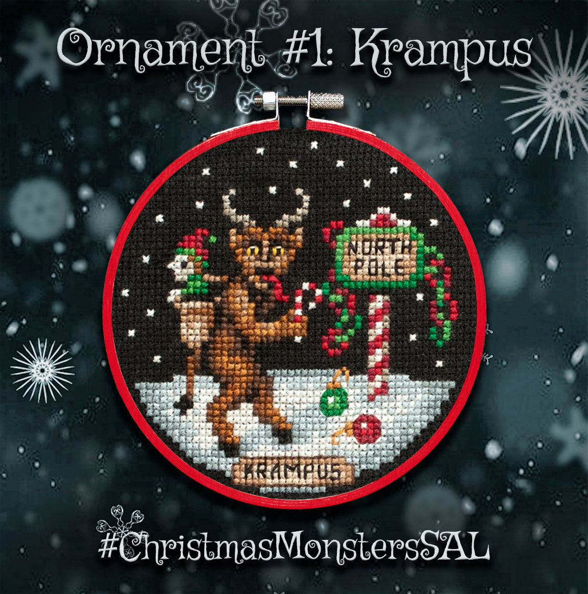 Christmas Monsters Ornament Stitch Along - Digital PDF Cross Stitch Pattern