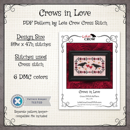 Crows in Love - Digital PDF Cross Stitch Pattern