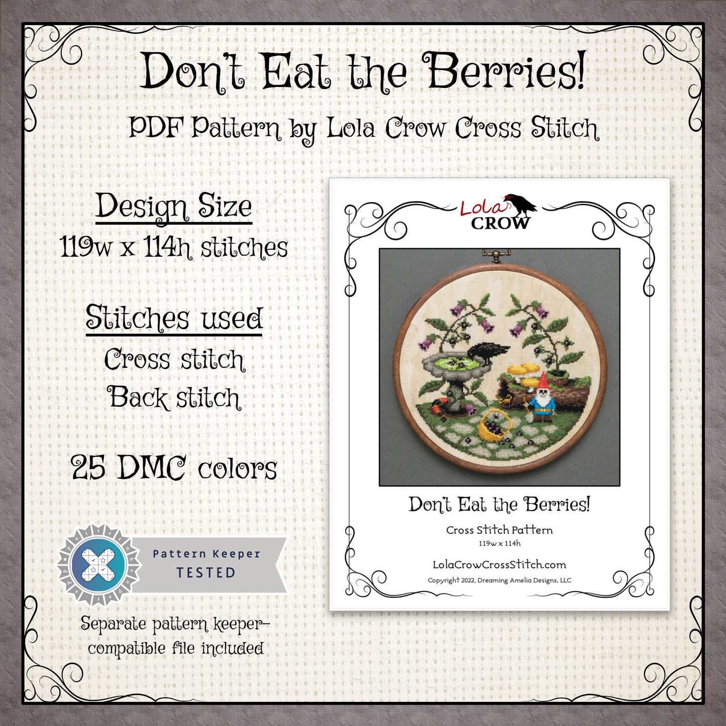 Don't Eat the Berries! - Digital PDF Cross Stitch Pattern