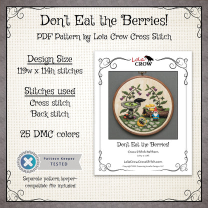 Don't Eat the Berries! - Digital PDF Cross Stitch Pattern