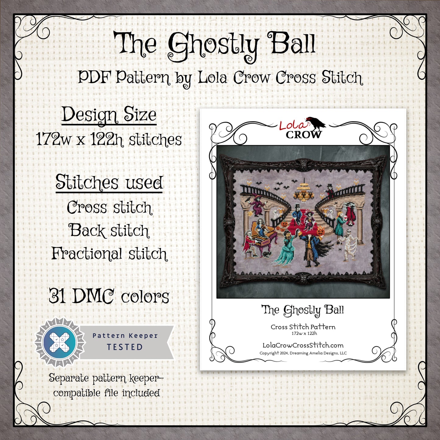 The Ghostly Ball - Digital PDF Cross Stitch Pattern