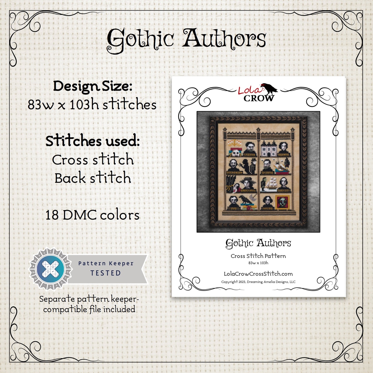 Gothic Authors - Digital PDF Cross Stitch Pattern