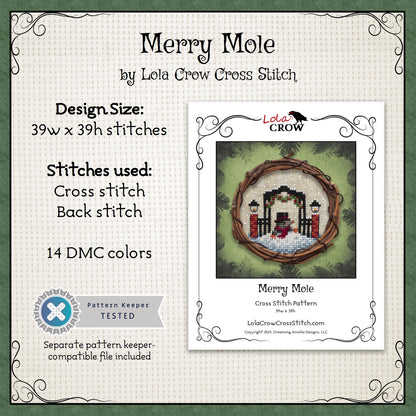 Merry Mole - Digital PDF Cross Stitch Pattern