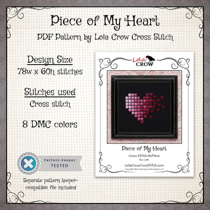 Piece of My Heart - Digital PDF Cross Stitch Pattern